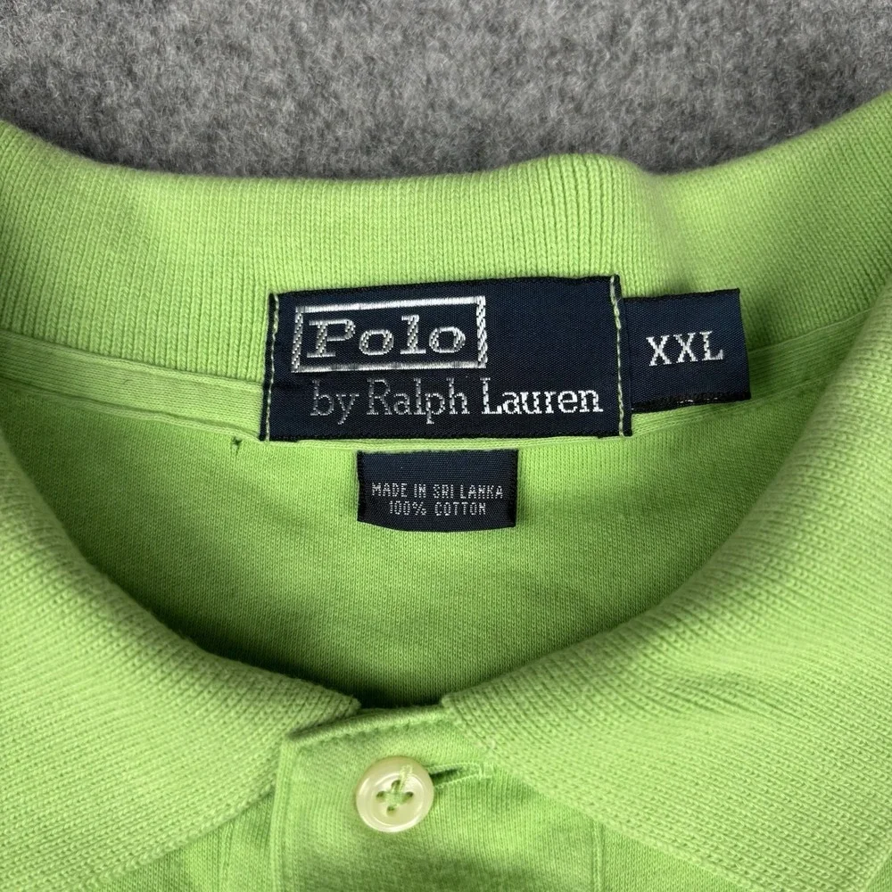 Polo Ralph Lauren Polo Shirt Mens 2XL Lime Green Short Sleeve Preppy Purple Pony